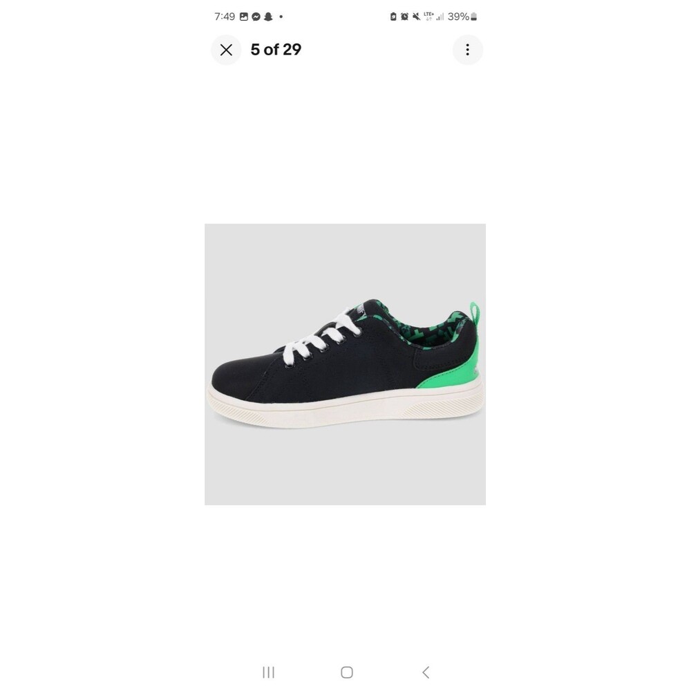 Kids' Minecraft Court Shoes Youth Black And Green Creeper Low Top Sneaker Size 1 - Picture 3 of 5